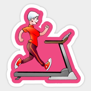 Woman on a Treadmill Fitness Sticker